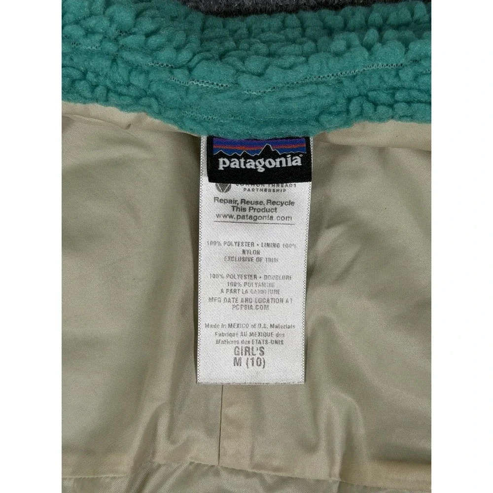 Vintage Patagonia Retro-X Deep Pile Fleece Jacket Girls Kids Sz M 10 Youth Teal